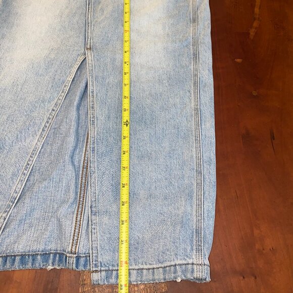 Madewell Light Wash Denim Midi Skirt with Front Slit - Picture 9 of 10